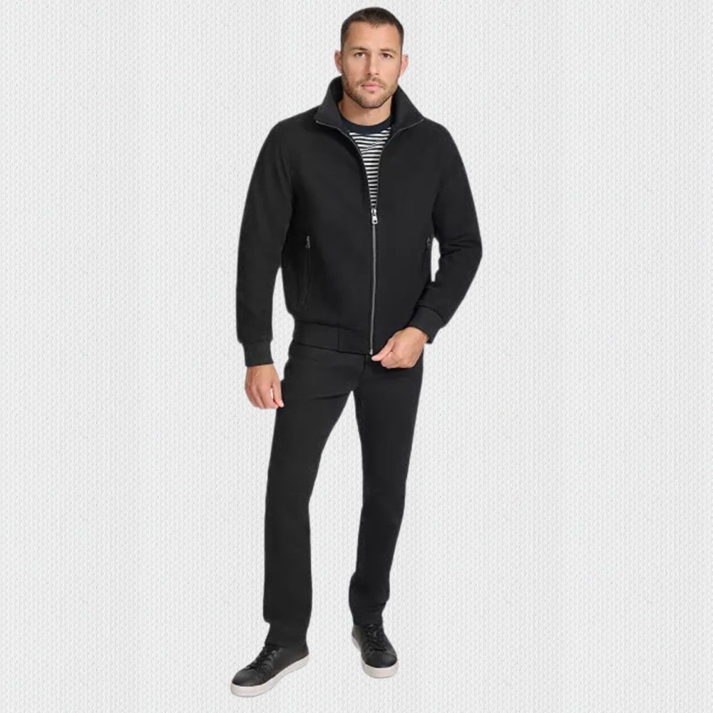 NWT Men's Calvin Klein Wool Bomber Jacket With Knit Trim -‎ Lg